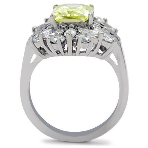Anillos Para Mujer Color Plata de 316L Acero Inoxidable con Diamante Zirconia Cubica Color Verde Manzana - Jewelry Store by Erik Rayo