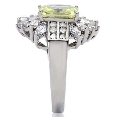 Anillos Para Mujer Color Plata de 316L Acero Inoxidable con Diamante Zirconia Cubica Color Verde Manzana - Jewelry Store by Erik Rayo