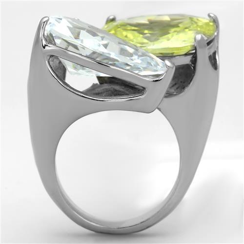 Anillos Para Mujer Color Plata de 316L Acero Inoxidable con Diamante Zirconia Cubica Color Verde Manzana TK1424 - Jewelry Store by Erik Rayo