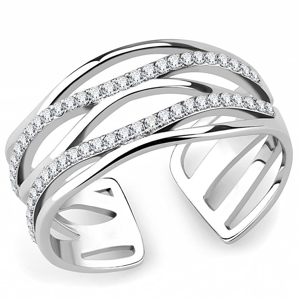 Anillos Para Mujer Color Plata de 316L Acero Inoxidable con Diamante Zirconia Cubica DA047 - Jewelry Store by Erik Rayo