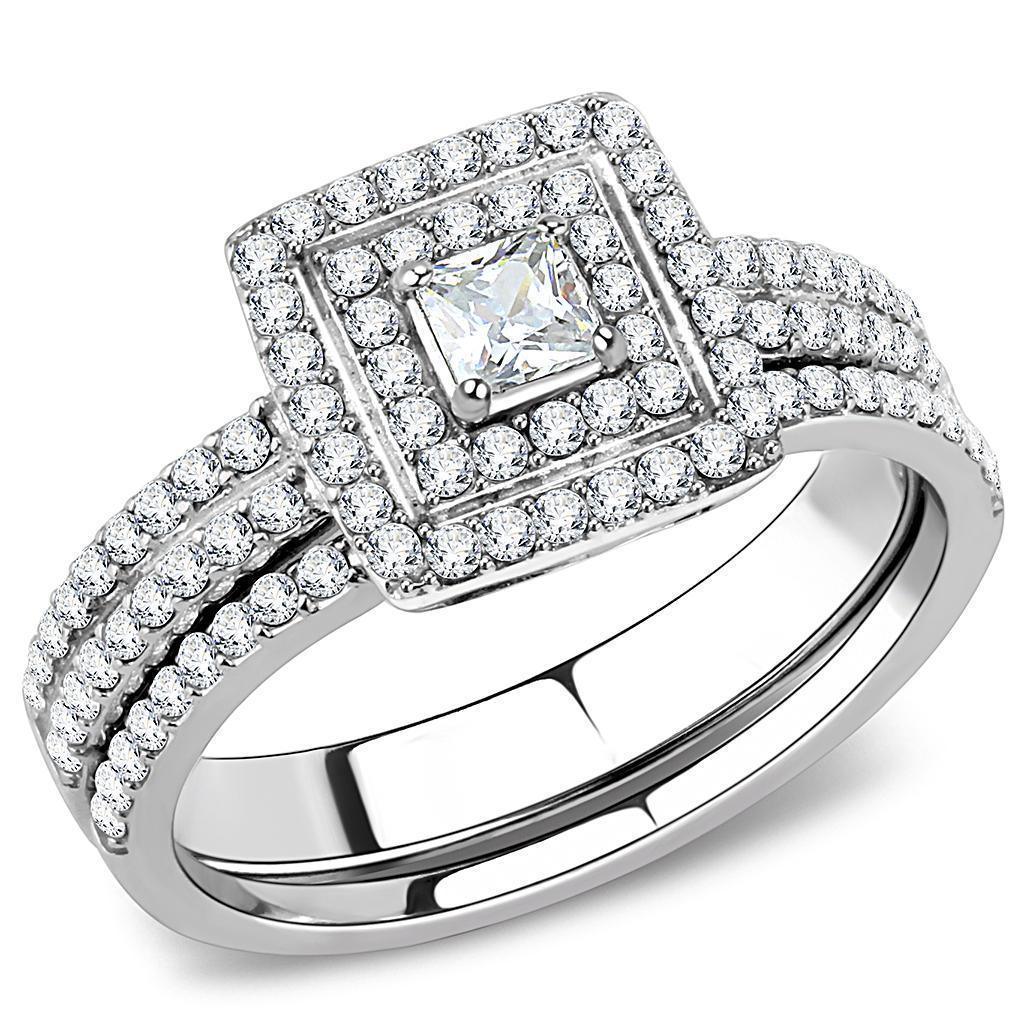 Anillos Para Mujer Color Plata de 316L Acero Inoxidable con Diamante Zirconia Cubica DA064 - Jewelry Store by Erik Rayo