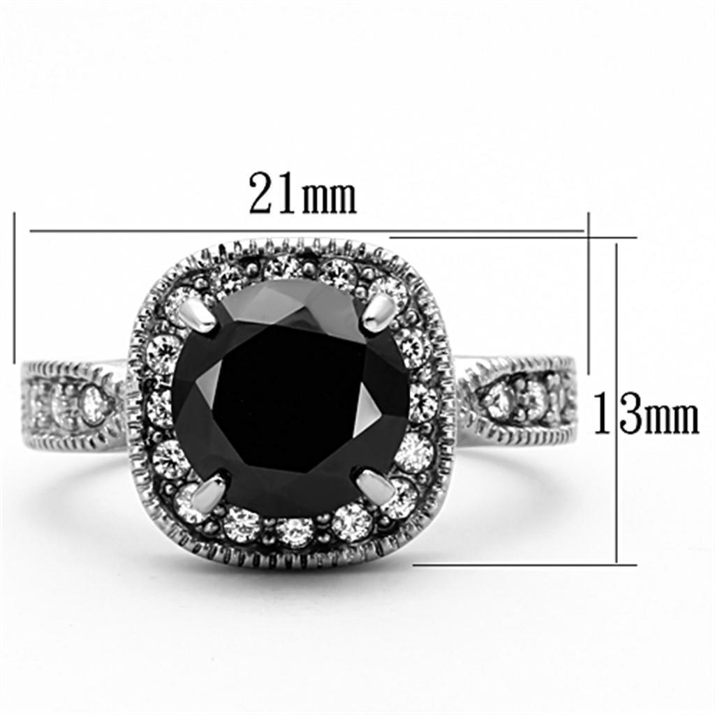 Anillos Para Mujer Color Plata de 316L Acero Inoxidable con Diamante Zirconia Cubica Diamante Negro TK1322 - Jewelry Store by Erik Rayo