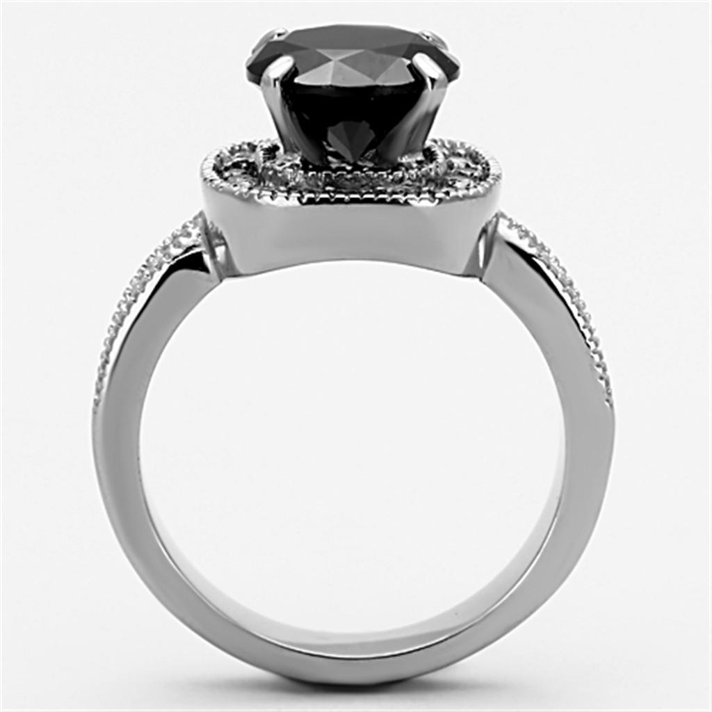 Anillos Para Mujer Color Plata de 316L Acero Inoxidable con Diamante Zirconia Cubica Diamante Negro TK1322 - Jewelry Store by Erik Rayo
