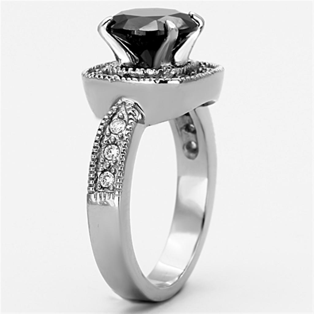 Anillos Para Mujer Color Plata de 316L Acero Inoxidable con Diamante Zirconia Cubica Diamante Negro TK1322 - Jewelry Store by Erik Rayo