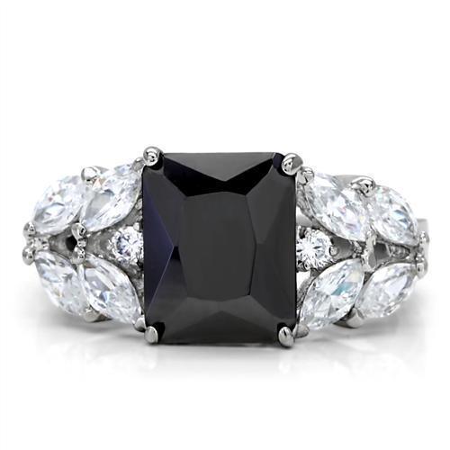 Anillos Para Mujer Color Plata de 316L Acero Inoxidable con Diamante Zirconia Cubica Jet - Jewelry Store by Erik Rayo