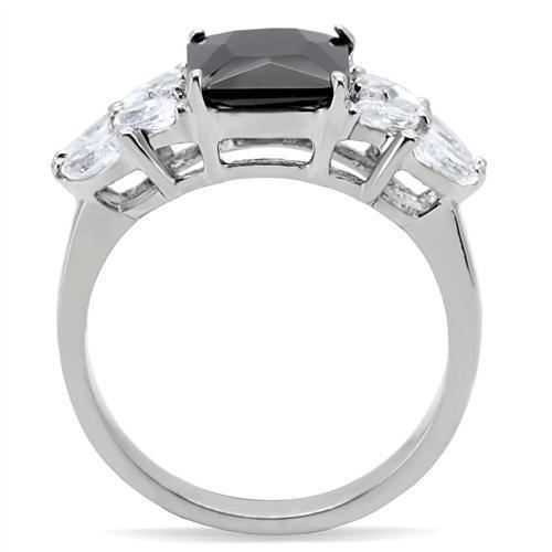 Anillos Para Mujer Color Plata de 316L Acero Inoxidable con Diamante Zirconia Cubica Jet - Jewelry Store by Erik Rayo