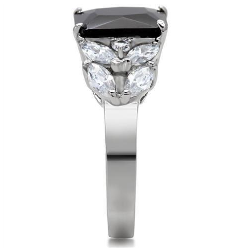 Anillos Para Mujer Color Plata de 316L Acero Inoxidable con Diamante Zirconia Cubica Jet - Jewelry Store by Erik Rayo