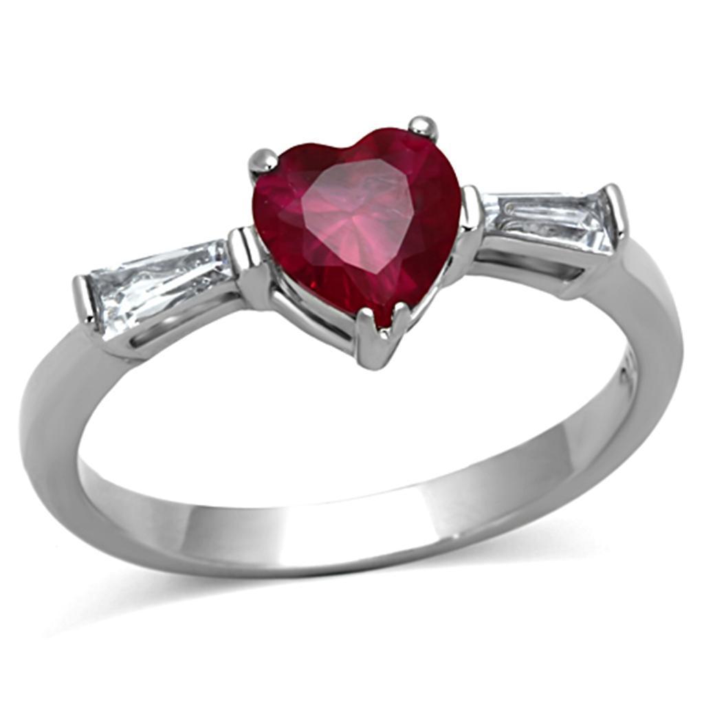 Anillos Para Mujer Color Plata de 316L Acero Inoxidable con Diamante Zirconia Cubica Ruby TK1221 - Jewelry Store by Erik Rayo