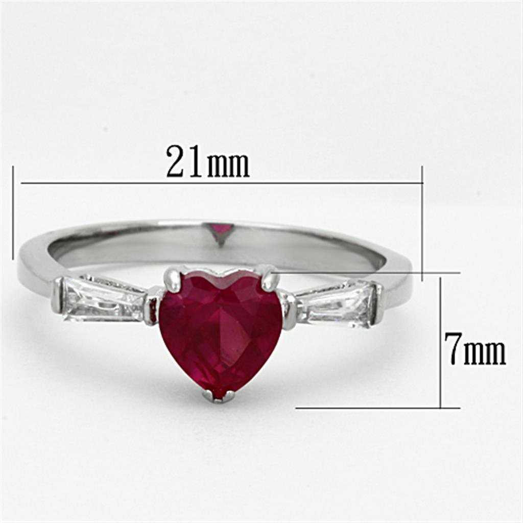 Anillos Para Mujer Color Plata de 316L Acero Inoxidable con Diamante Zirconia Cubica Ruby TK1221 - Jewelry Store by Erik Rayo
