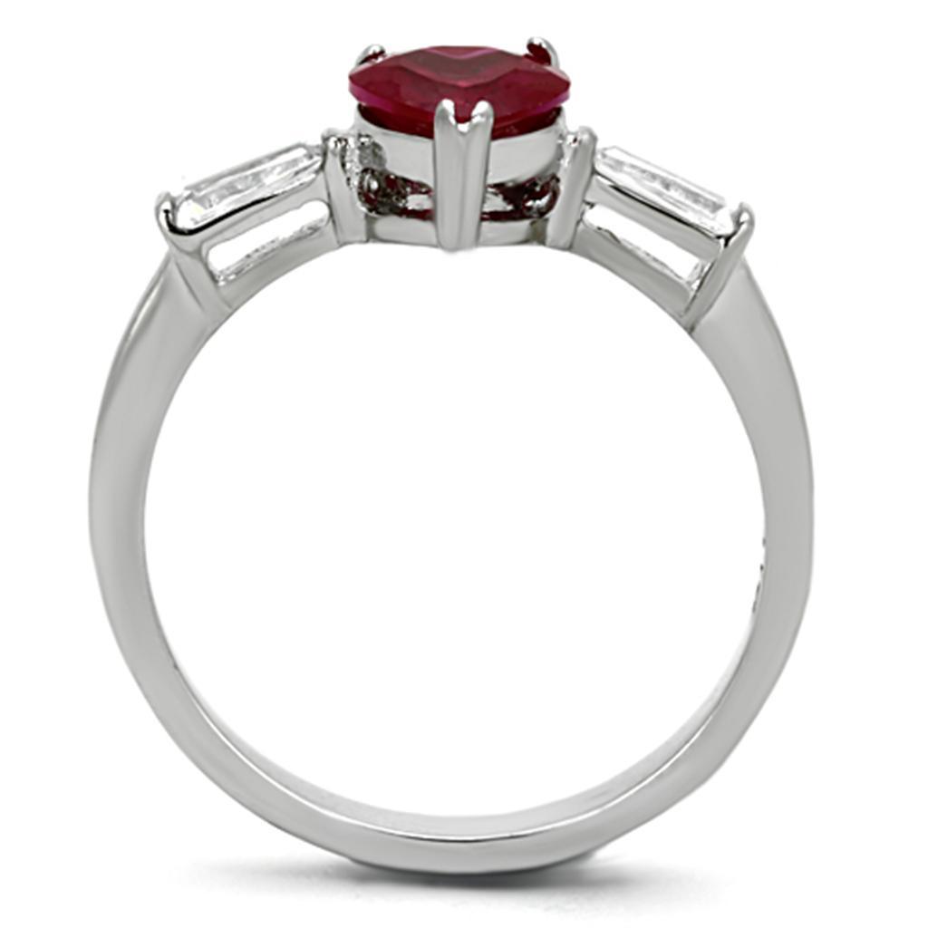 Anillos Para Mujer Color Plata de 316L Acero Inoxidable con Diamante Zirconia Cubica Ruby TK1221 - Jewelry Store by Erik Rayo