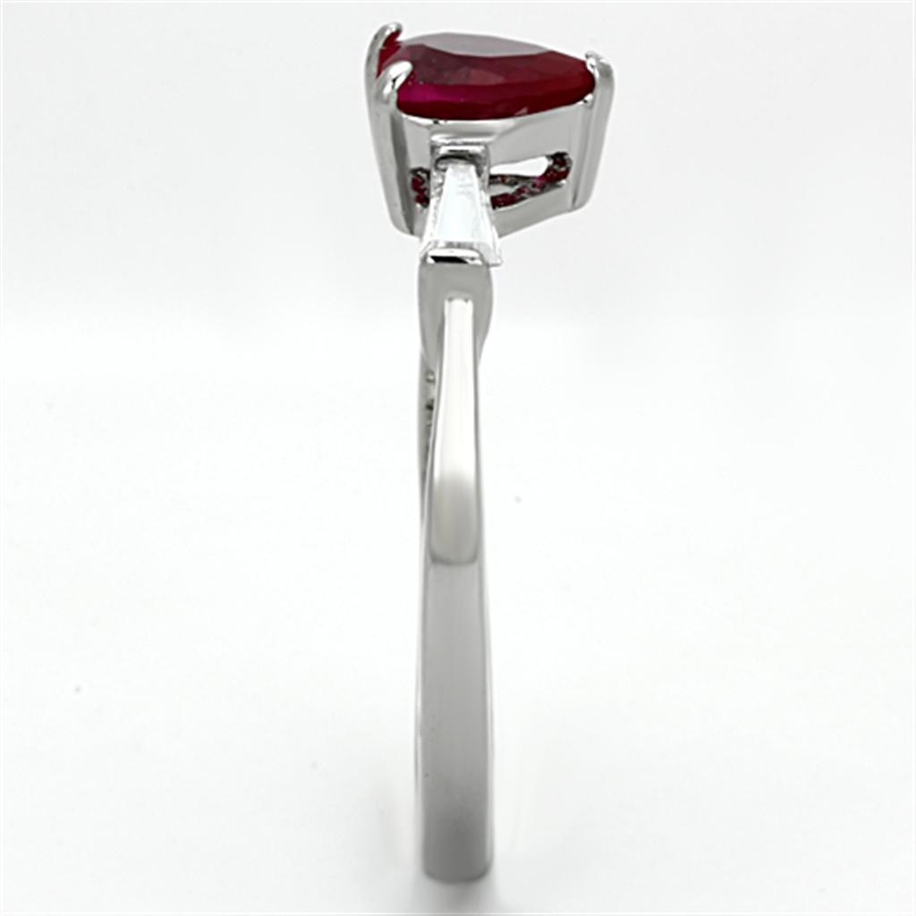 Anillos Para Mujer Color Plata de 316L Acero Inoxidable con Diamante Zirconia Cubica Ruby TK1221 - Jewelry Store by Erik Rayo