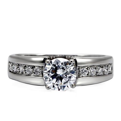 Anillos Para Mujer Color Plata de 316L Acero Inoxidable con Diamante Zirconia Cubica TK068 - Jewelry Store by Erik Rayo