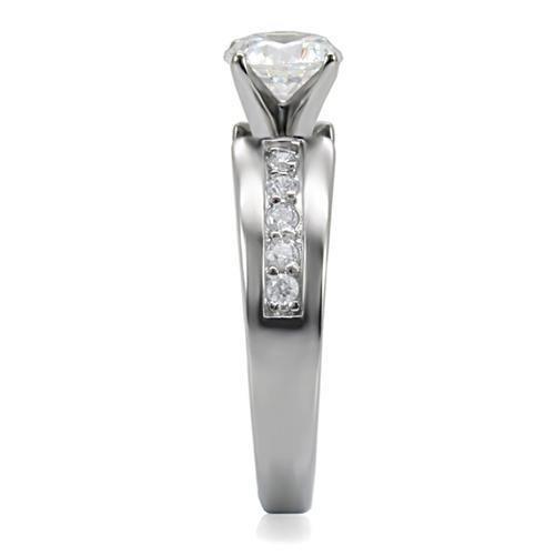 Anillos Para Mujer Color Plata de 316L Acero Inoxidable con Diamante Zirconia Cubica TK068 - Jewelry Store by Erik Rayo