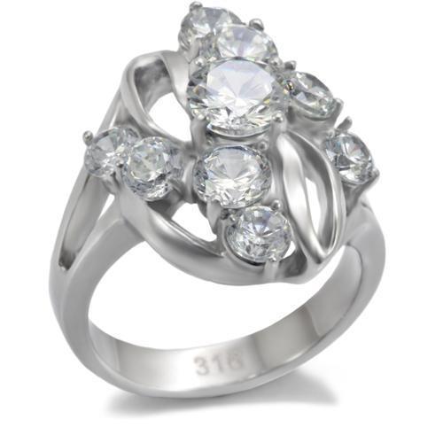 Anillos Para Mujer Color Plata de 316L Acero Inoxidable con Diamante Zirconia Cubica TK074 - Jewelry Store by Erik Rayo