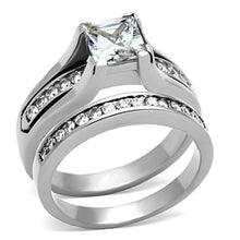 Load image into Gallery viewer, Anillos Para Mujer Color Plata de 316L Acero Inoxidable con Diamante Zirconia Cubica TK0W383 - Jewelry Store by Erik Rayo
