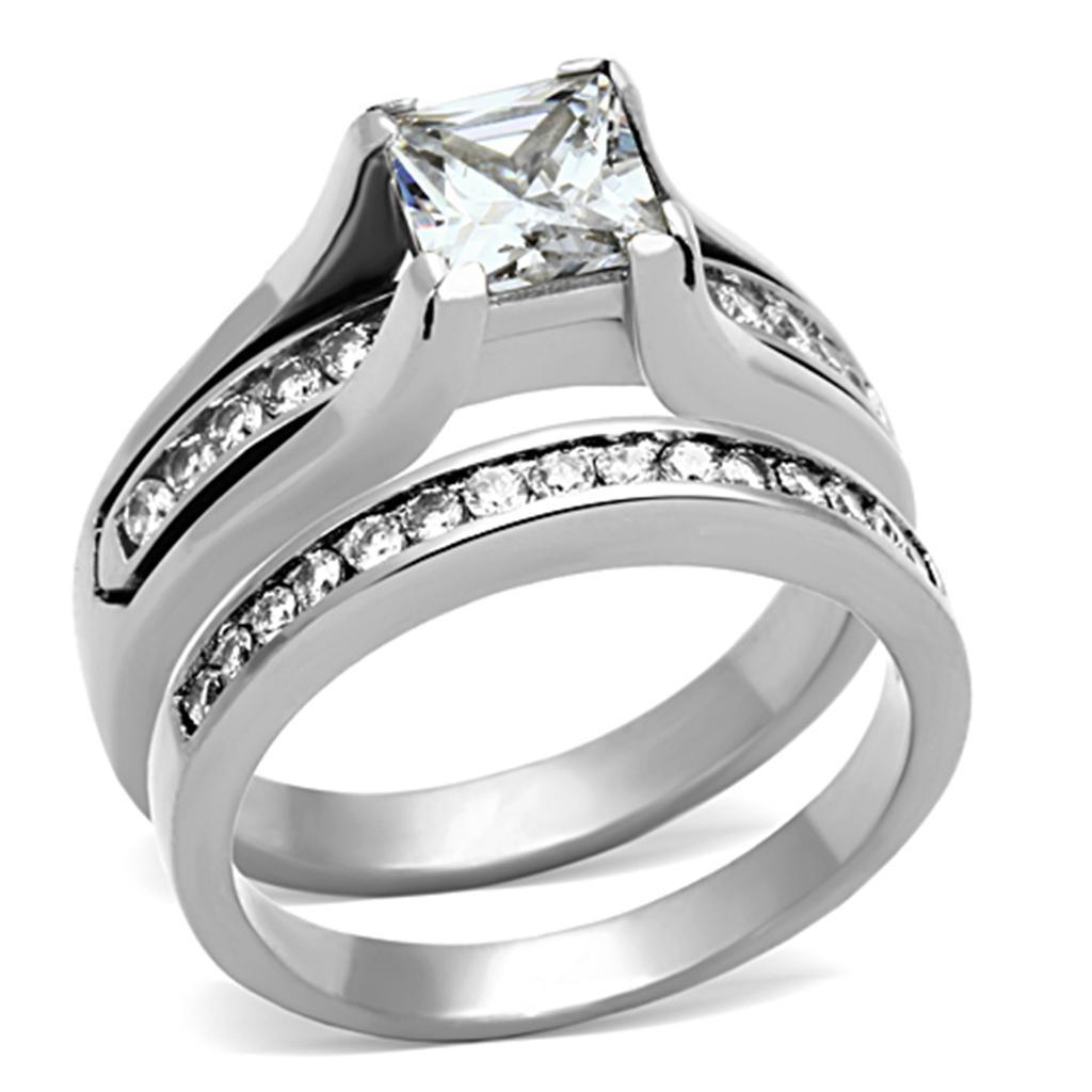 Anillos Para Mujer Color Plata de 316L Acero Inoxidable con Diamante Zirconia Cubica TK0W383 - Jewelry Store by Erik Rayo