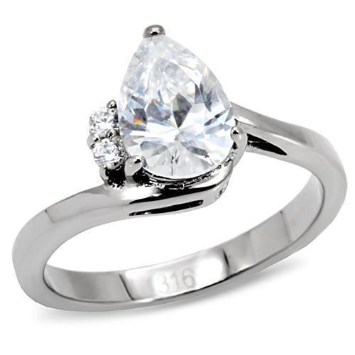 Anillos Para Mujer Color Plata de 316L Acero Inoxidable con Diamante Zirconia Cubica TK102 - Jewelry Store by Erik Rayo