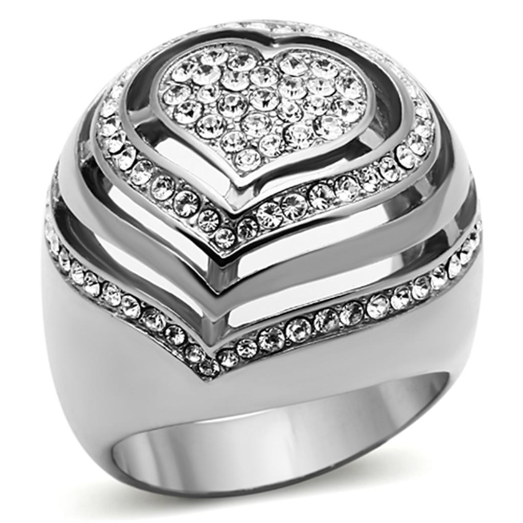 Anillos Para Mujer Color Plata de 316L Acero Inoxidable con Diamante Zirconia Cubica TK1141 - Jewelry Store by Erik Rayo