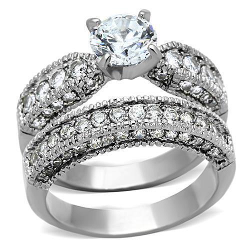 Anillos Para Mujer Color Plata de 316L Acero Inoxidable con Diamante Zirconia Cubica TK1318 - Jewelry Store by Erik Rayo