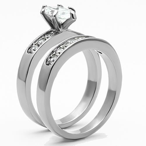 Anillos Para Mujer Color Plata de 316L Acero Inoxidable con Diamante Zirconia Cubica TK1319 - Jewelry Store by Erik Rayo