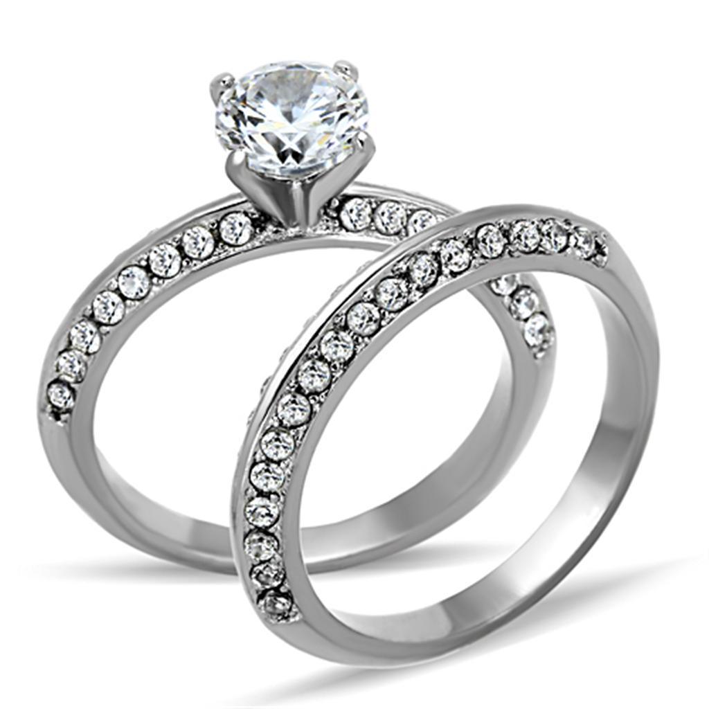 Anillos Para Mujer Color Plata de 316L Acero Inoxidable con Diamante Zirconia Cubica TK1320 - Jewelry Store by Erik Rayo