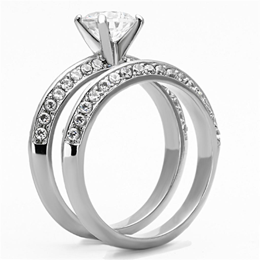 Anillos Para Mujer Color Plata de 316L Acero Inoxidable con Diamante Zirconia Cubica TK1320 - Jewelry Store by Erik Rayo