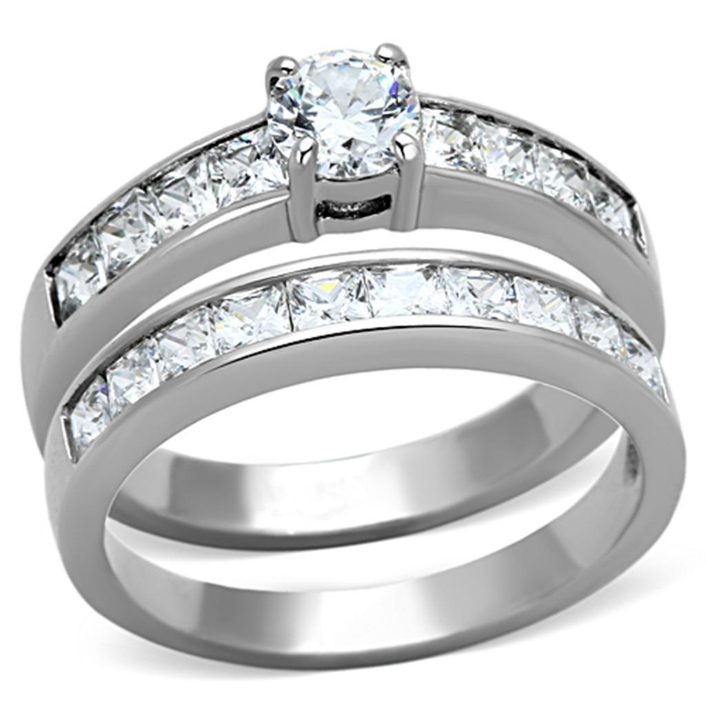 Anillos Para Mujer Color Plata de 316L Acero Inoxidable con Diamante Zirconia Cubica TK1321 - Jewelry Store by Erik Rayo