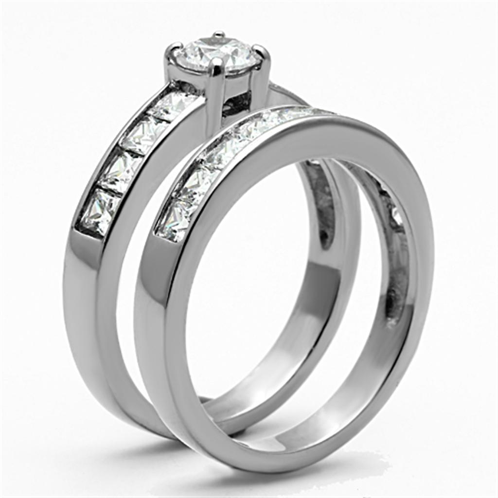 Anillos Para Mujer Color Plata de 316L Acero Inoxidable con Diamante Zirconia Cubica TK1321 - Jewelry Store by Erik Rayo