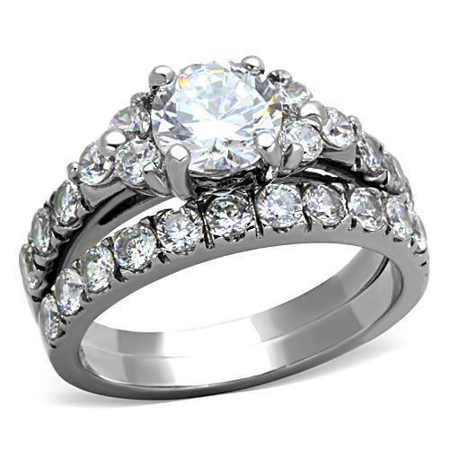 Anillos Para Mujer Color Plata de 316L Acero Inoxidable con Diamante Zirconia Cubica TK1331 - Jewelry Store by Erik Rayo