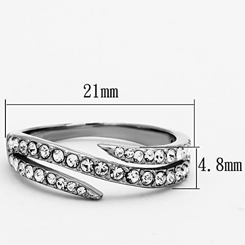 Anillos Para Mujer Color Plata de 316L Acero Inoxidable con Diamante Zirconia Cubica TK1338 - Jewelry Store by Erik Rayo