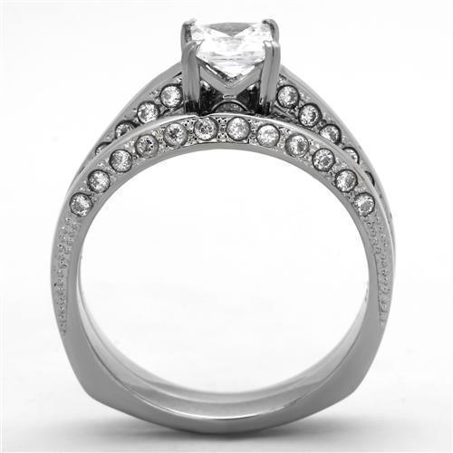 Anillos Para Mujer Color Plata de 316L Acero Inoxidable con Diamante Zirconia Cubica TK1435 - Jewelry Store by Erik Rayo