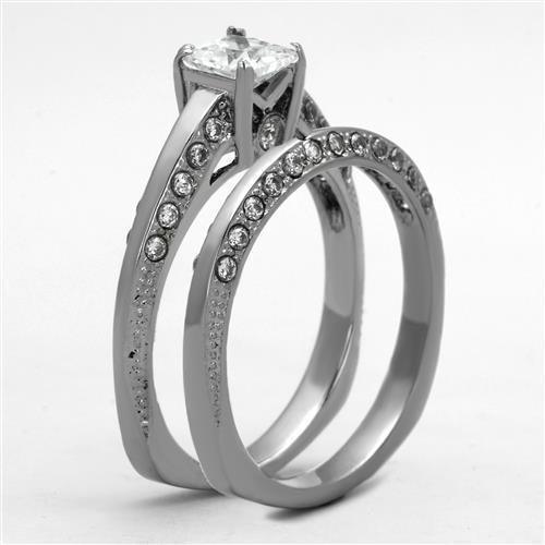 Anillos Para Mujer Color Plata de 316L Acero Inoxidable con Diamante Zirconia Cubica TK1435 - Jewelry Store by Erik Rayo