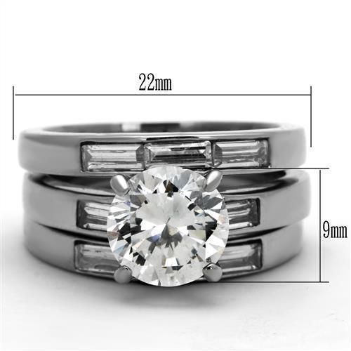Anillos Para Mujer Color Plata de 316L Acero Inoxidable con Diamante Zirconia Cubica TK1436 - Jewelry Store by Erik Rayo
