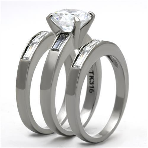 Anillos Para Mujer Color Plata de 316L Acero Inoxidable con Diamante Zirconia Cubica TK1436 - Jewelry Store by Erik Rayo