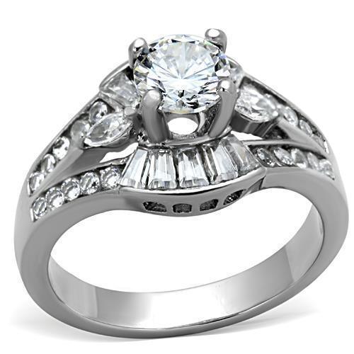 Anillos Para Mujer Color Plata de 316L Acero Inoxidable con Diamante Zirconia Cubica TK1451 - Jewelry Store by Erik Rayo