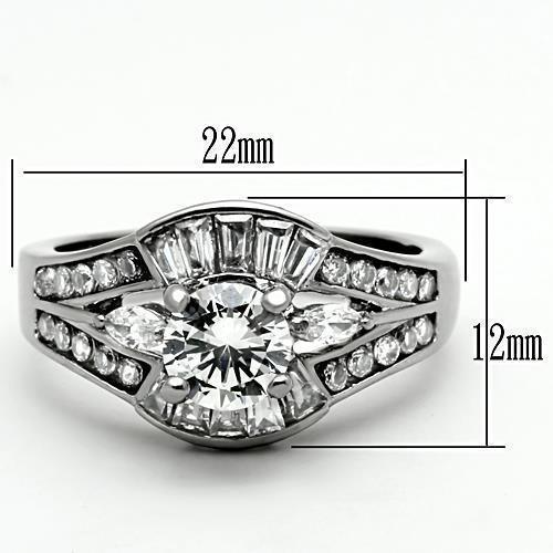 Anillos Para Mujer Color Plata de 316L Acero Inoxidable con Diamante Zirconia Cubica TK1451 - Jewelry Store by Erik Rayo