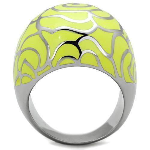 Anillos Para Mujer Color Plata de 316L Acero Inoxidable con Epoxi Citrino Amarillo TK1740 - Jewelry Store by Erik Rayo