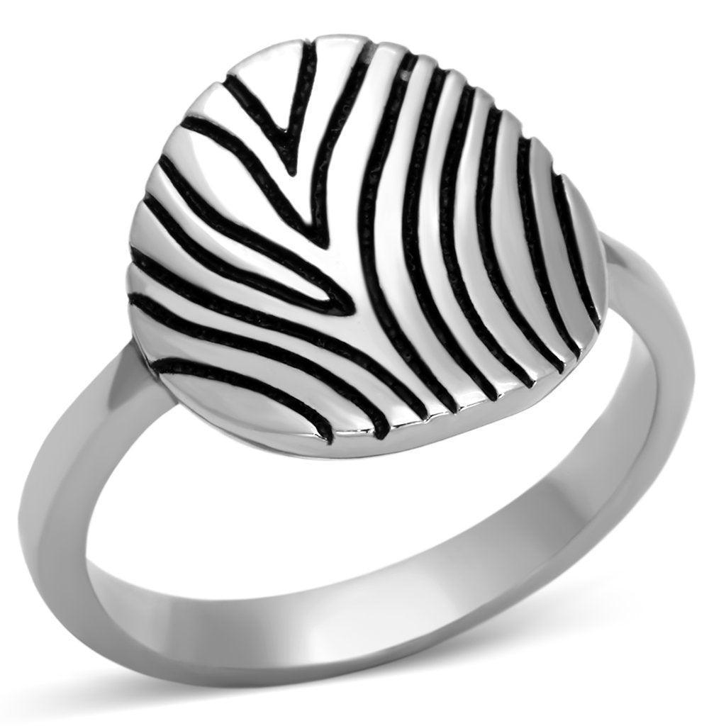 Anillos Para Mujer Color Plata de 316L Acero Inoxidable con Epoxi en Jet TK1078 - Jewelry Store by Erik Rayo