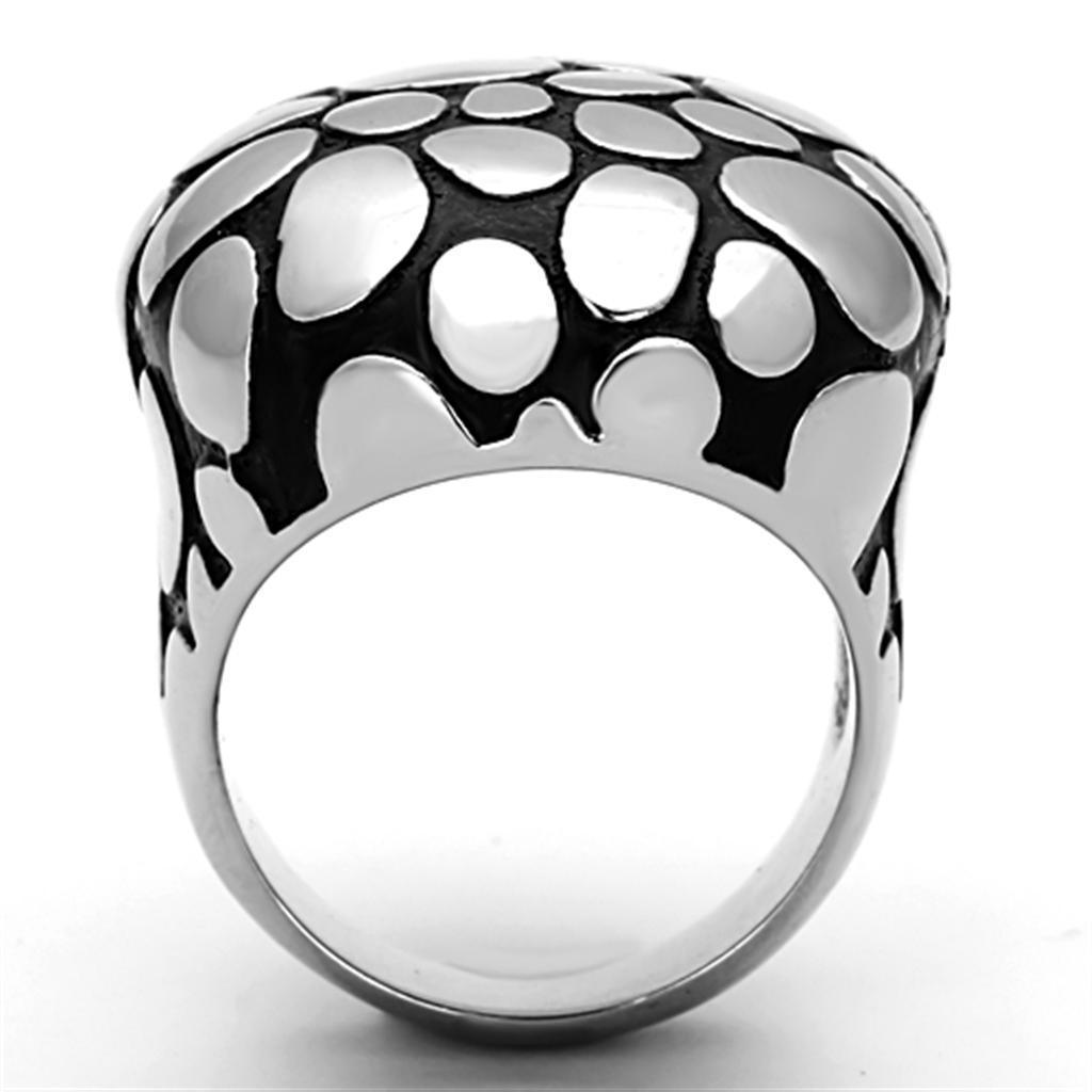 Anillos Para Mujer Color Plata de 316L Acero Inoxidable con Epoxi en Jet TK1208 - Jewelry Store by Erik Rayo