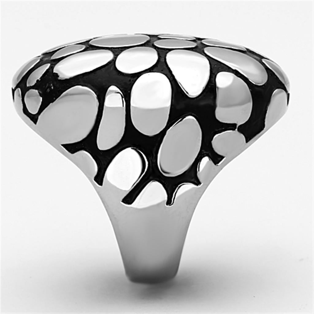 Anillos Para Mujer Color Plata de 316L Acero Inoxidable con Epoxi en Jet TK1208 - Jewelry Store by Erik Rayo