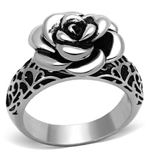 Load image into Gallery viewer, Anillos Para Mujer Color Plata de 316L Acero Inoxidable con Epoxi en Jet TK1217 - Jewelry Store by Erik Rayo

