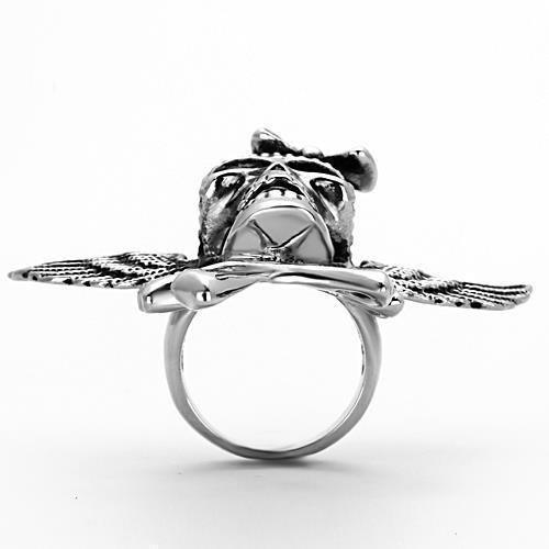 Anillos Para Mujer Color Plata de 316L Acero Inoxidable con Epoxi en Jet TK1314 - Jewelry Store by Erik Rayo