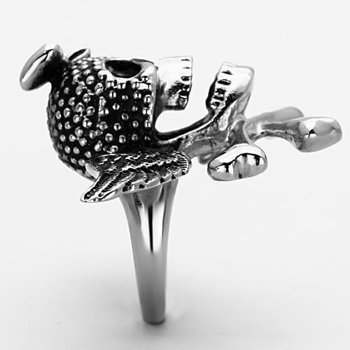 Anillos Para Mujer Color Plata de 316L Acero Inoxidable con Epoxi en Jet TK1314 - Jewelry Store by Erik Rayo