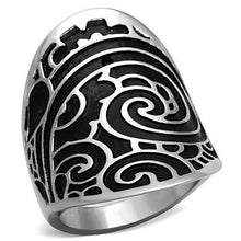Load image into Gallery viewer, Anillos Para Mujer Color Plata de 316L Acero Inoxidable con Epoxi en Jet TK1448 - Jewelry Store by Erik Rayo
