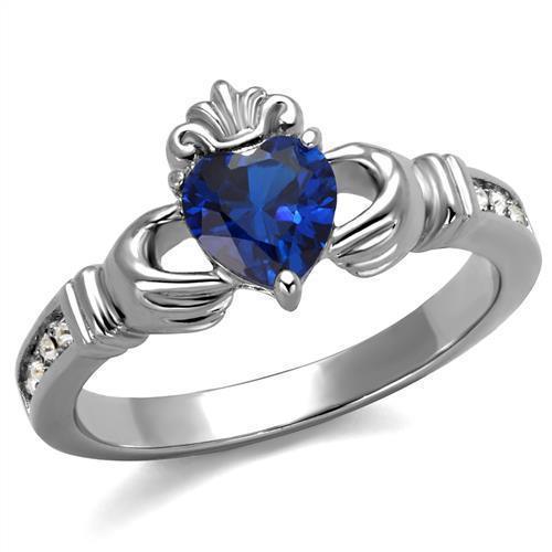 Anillos Para Mujer Color Plata de 316L Acero Inoxidable con Espinela en Azul Londres - Jewelry Store by Erik Rayo