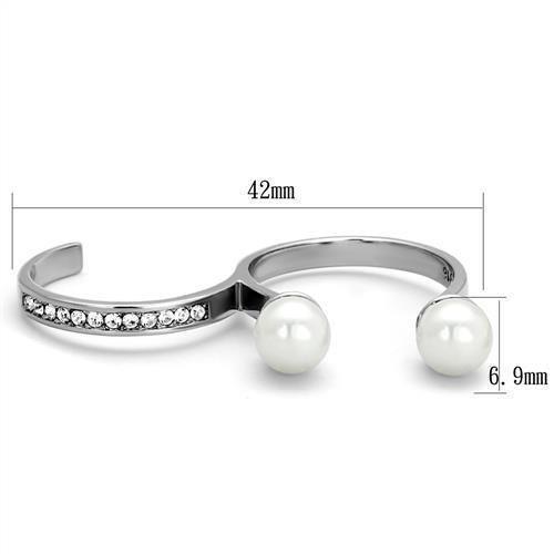 Anillos Para Mujer Color Plata de 316L Acero Inoxidable con Perla Blanca - Jewelry Store by Erik Rayo