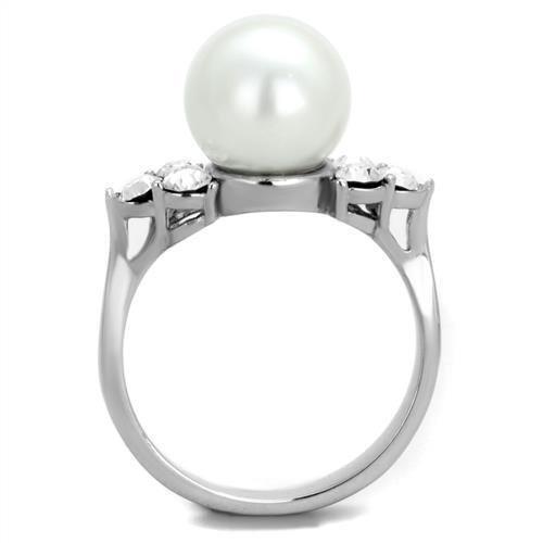 Anillos Para Mujer Color Plata de 316L Acero Inoxidable con Perla Blanca - Jewelry Store by Erik Rayo