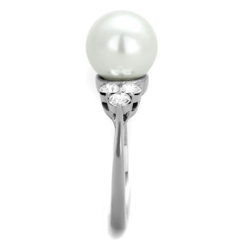 Anillos Para Mujer Color Plata de 316L Acero Inoxidable con Perla Blanca - Jewelry Store by Erik Rayo