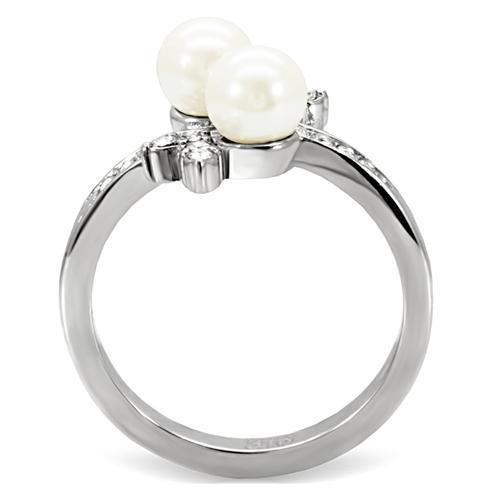 Anillos Para Mujer Color Plata de 316L Acero Inoxidable con Perla Blanca TK116 - Jewelry Store by Erik Rayo
