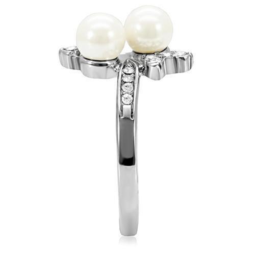 Anillos Para Mujer Color Plata de 316L Acero Inoxidable con Perla Blanca TK116 - Jewelry Store by Erik Rayo